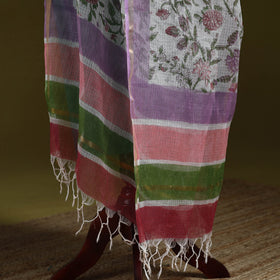 Kota doria cotton hand block print sanganeri floral dupatta