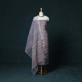 Kota doria cotton hand block sanganeri print 3pc unstitched