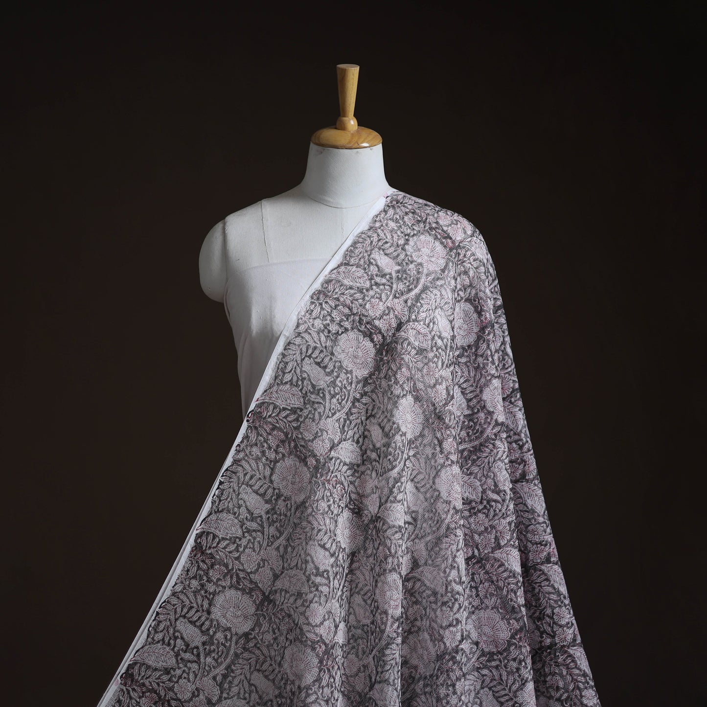 Kota doria cotton hand block sanganeri print fabric 08