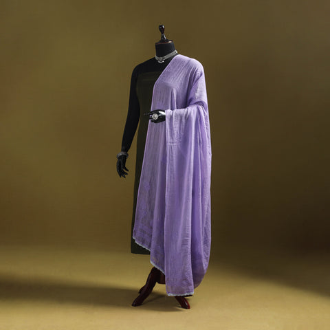 Purple - kota doria cotton hand embroidered lucknowi