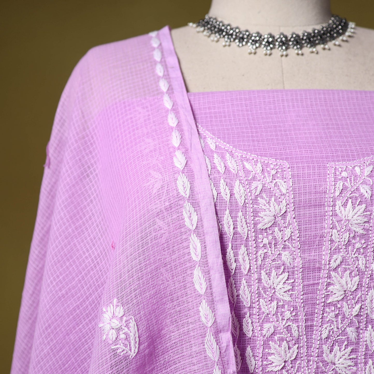 Purple - kota doria cotton lucknow chikankari 2pc