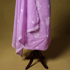 Purple - kota doria cotton lucknow chikankari 2pc