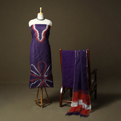 Kota doria cotton shibori tie-dye 3pc unstitched dress