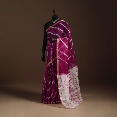 Purple - kota doria silk tie-dye shibori saree 01