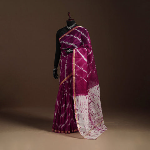 Purple - kota doria silk tie-dye shibori saree 01
