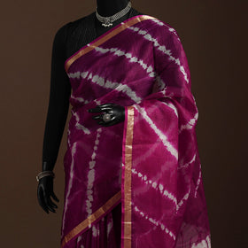 Purple - kota doria silk tie-dye shibori saree 01