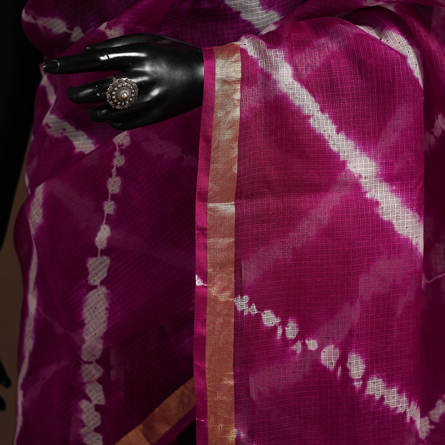 Purple - kota doria silk tie-dye shibori saree 01