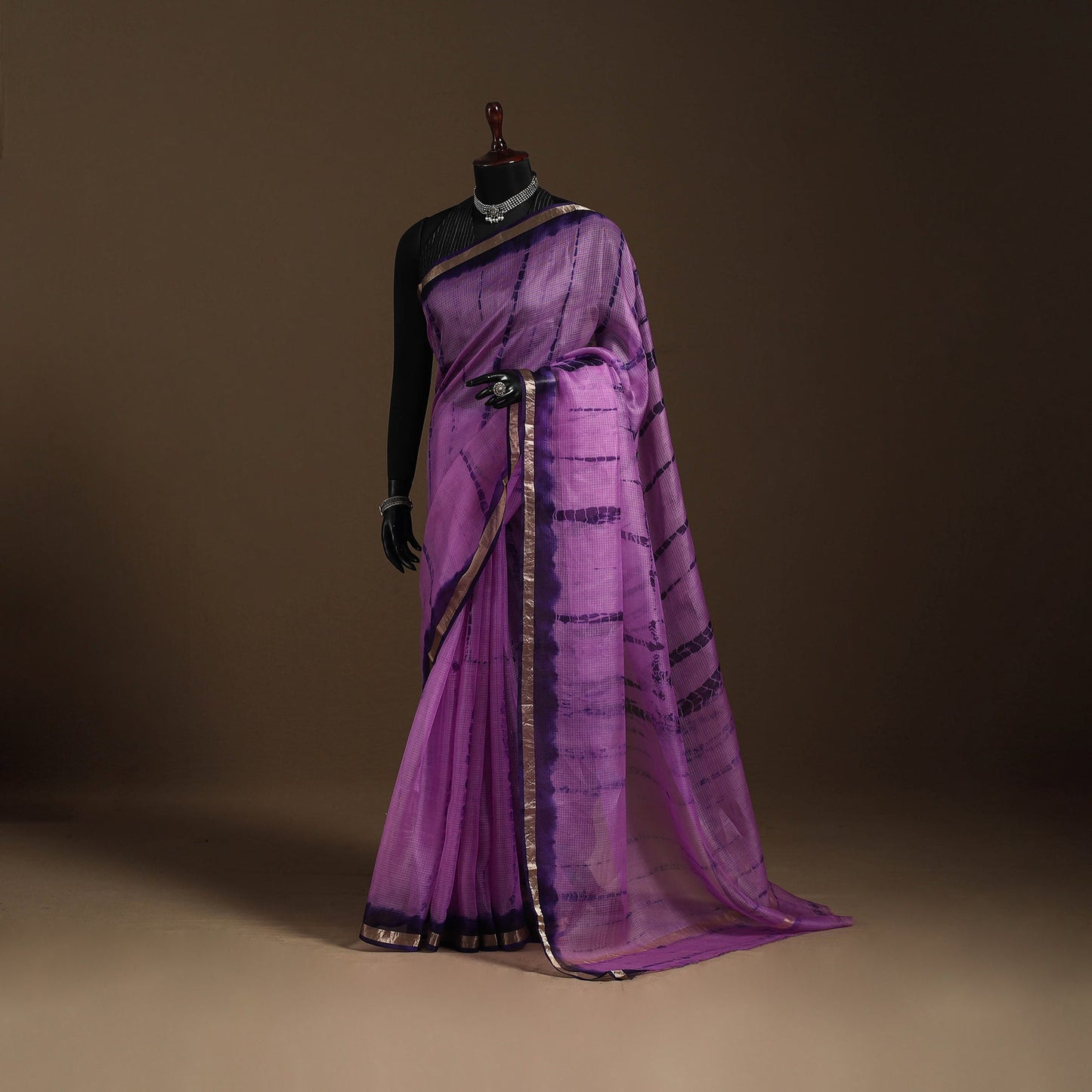 Purple - kota doria silk tie-dye shibori saree 03