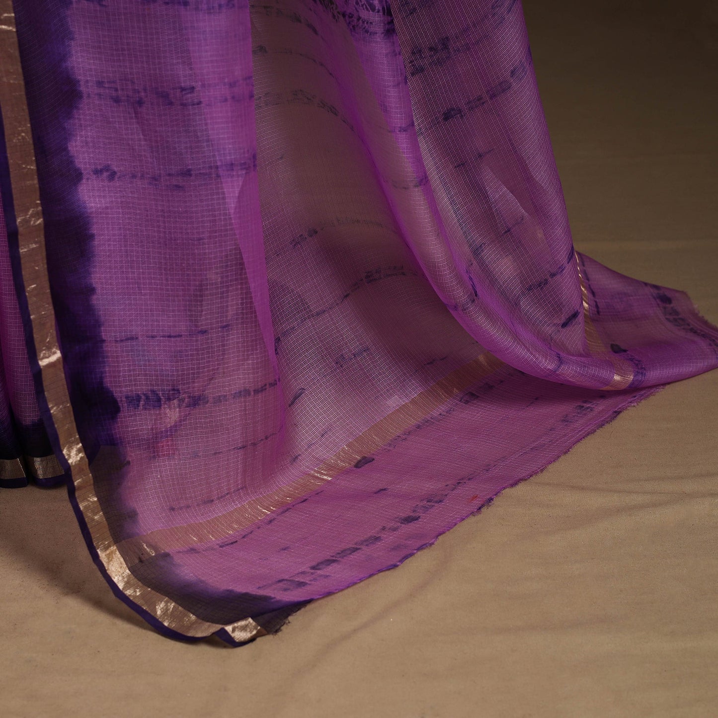 Purple - kota doria silk tie-dye shibori saree 03