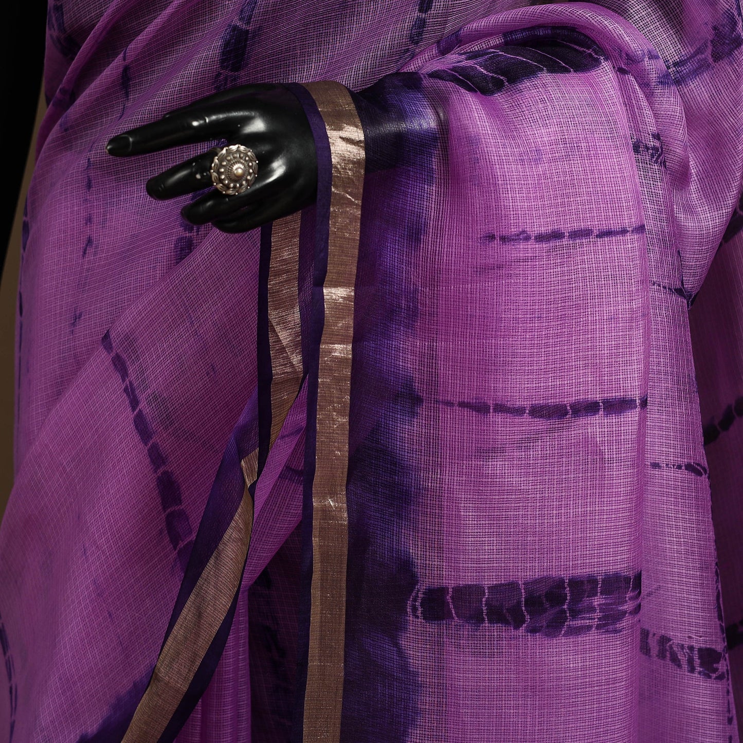 Purple - kota doria silk tie-dye shibori saree 03