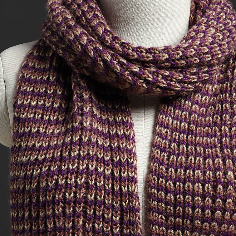 Purple Kumaun Hand Knitted Acrylic Woolen Muffler
