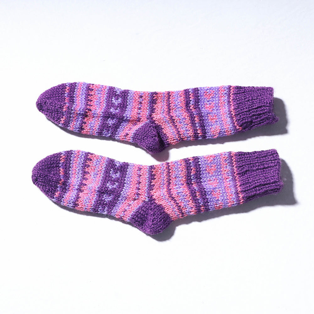  Purple Kumaun Hand Knitted Woolen Socks - Kids