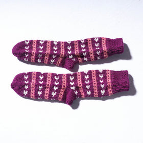  Purple Kumaun Hand Knitted Woolen Socks - Kids
