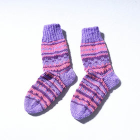  Purple Kumaun Hand Knitted Woolen Socks - Kids