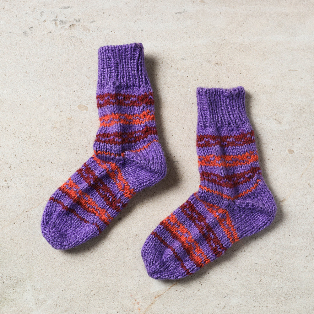  Purple Kumaun Hand Knitted Woolen Socks - Kids