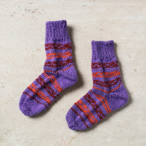  Purple Kumaun Hand Knitted Woolen Socks - Kids