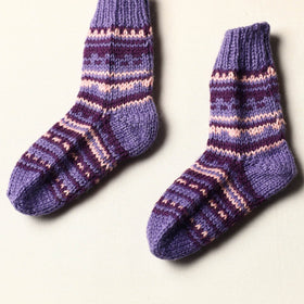  Purple Kumaun Hand Knitted Woolen Socks - Kids