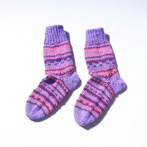  Purple Kumaun Hand Knitted Woolen Socks - Kids