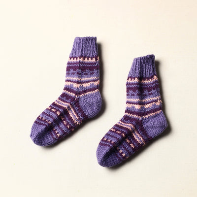  Purple Kumaun Hand Knitted Woolen Socks - Kids