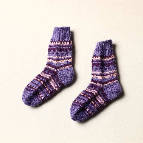  Purple Kumaun Hand Knitted Woolen Socks - Kids