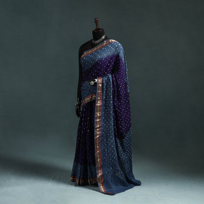 Kutch bandhani tie-dye cotton saree with blouse piece 05