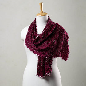 Purple - Kutch Bandhani Tie-Dye Modal Silk Stole 26