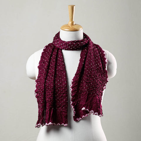 Purple - Kutch Bandhani Tie-Dye Modal Silk Stole 26