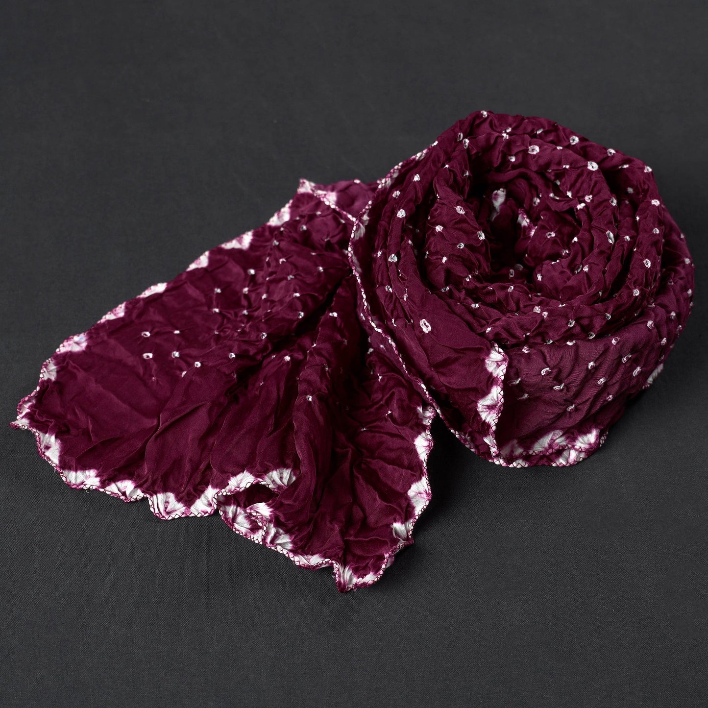 Purple - Kutch Bandhani Tie-Dye Modal Silk Stole 26