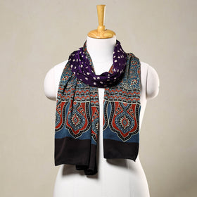 Buy Kutch Bandhani Tie-Dye Ajrakh Block Printed Modal Silk Stole Online at iTokri.com