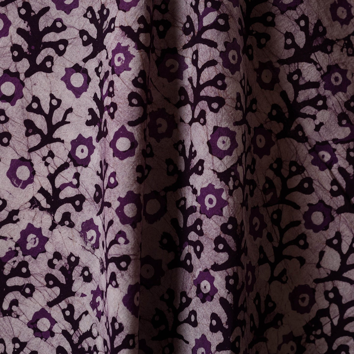 Purple - kutch batik cotton fabric 36 - handcrafted