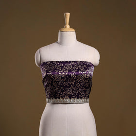 Kutch printed modal silk blouse piece with lace work 36