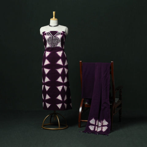 Kutch hand embroidered mirror work clamp dyed cotton