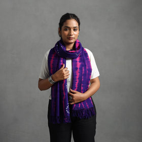 Purple - kutch handwoven woolen shibori & bandhani stole 29