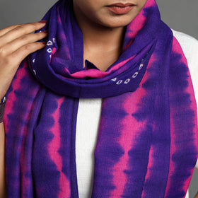 Purple - kutch handwoven woolen shibori & bandhani stole 29