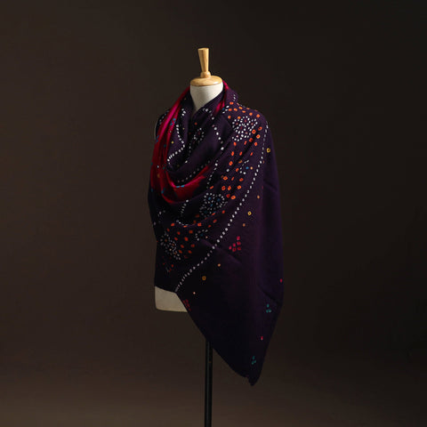 Kutch mirror work handwoven bandhani bagida woolen shawl 09