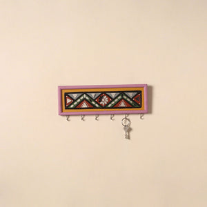 Kutch mud mirror work lippan art key holder (4 x 12 in) 19