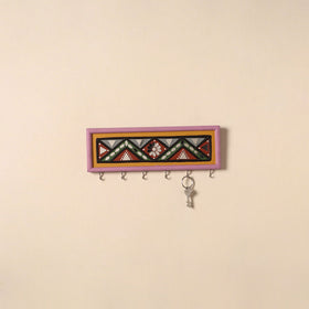 Kutch mud mirror work lippan art key holder (4 x 12 in) 19