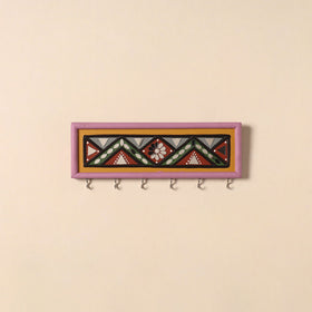 Kutch mud mirror work lippan art key holder (4 x 12 in) 19