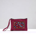  Purple Kutch Pakko Hand Embroidery Mirror Work Mashru Silk Mobile Pouch 91 