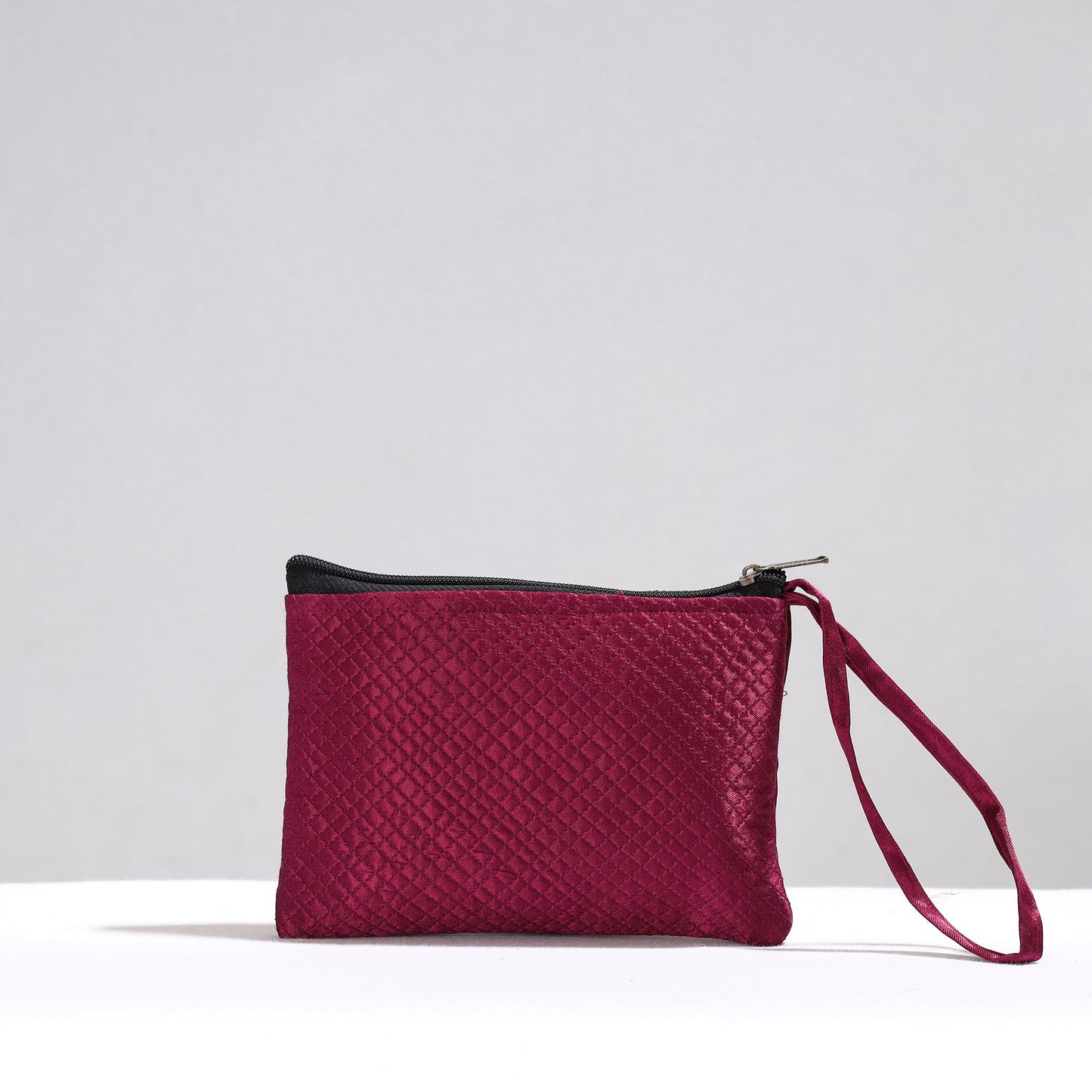  Purple Kutch Pakko Hand Embroidery Mirror Work Mashru Silk Mobile Pouch 91 