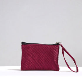  Purple Kutch Pakko Hand Embroidery Mirror Work Mashru Silk Mobile Pouch 91 