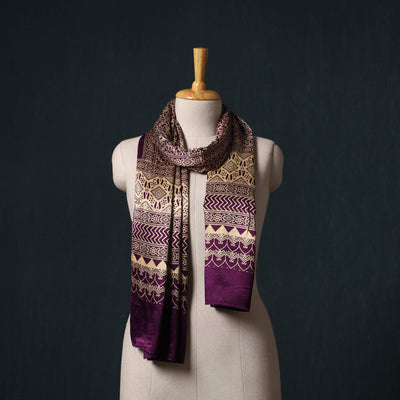Kutch printed mashru silk stole 36 - handcrafted