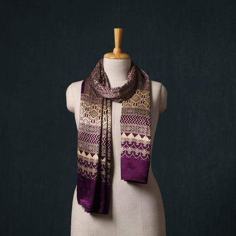 Kutch printed mashru silk stole 36 - handcrafted