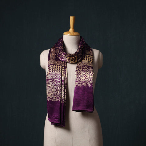 Kutch printed mashru silk stole 39 - handcrafted
