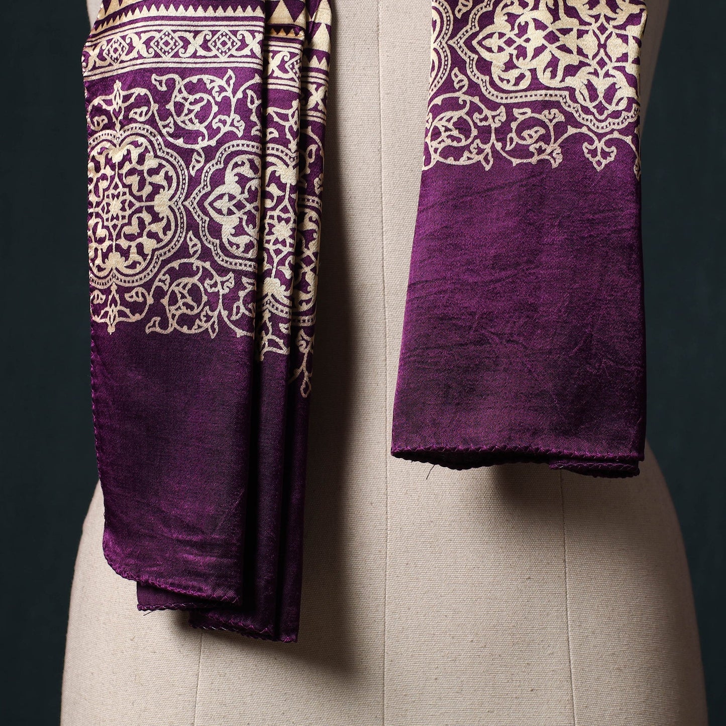 Kutch printed mashru silk stole 39 - handcrafted