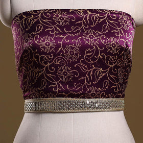 Kutch printed modal silk blouse piece with lace work 10