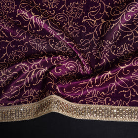 Kutch printed modal silk blouse piece with lace work 10