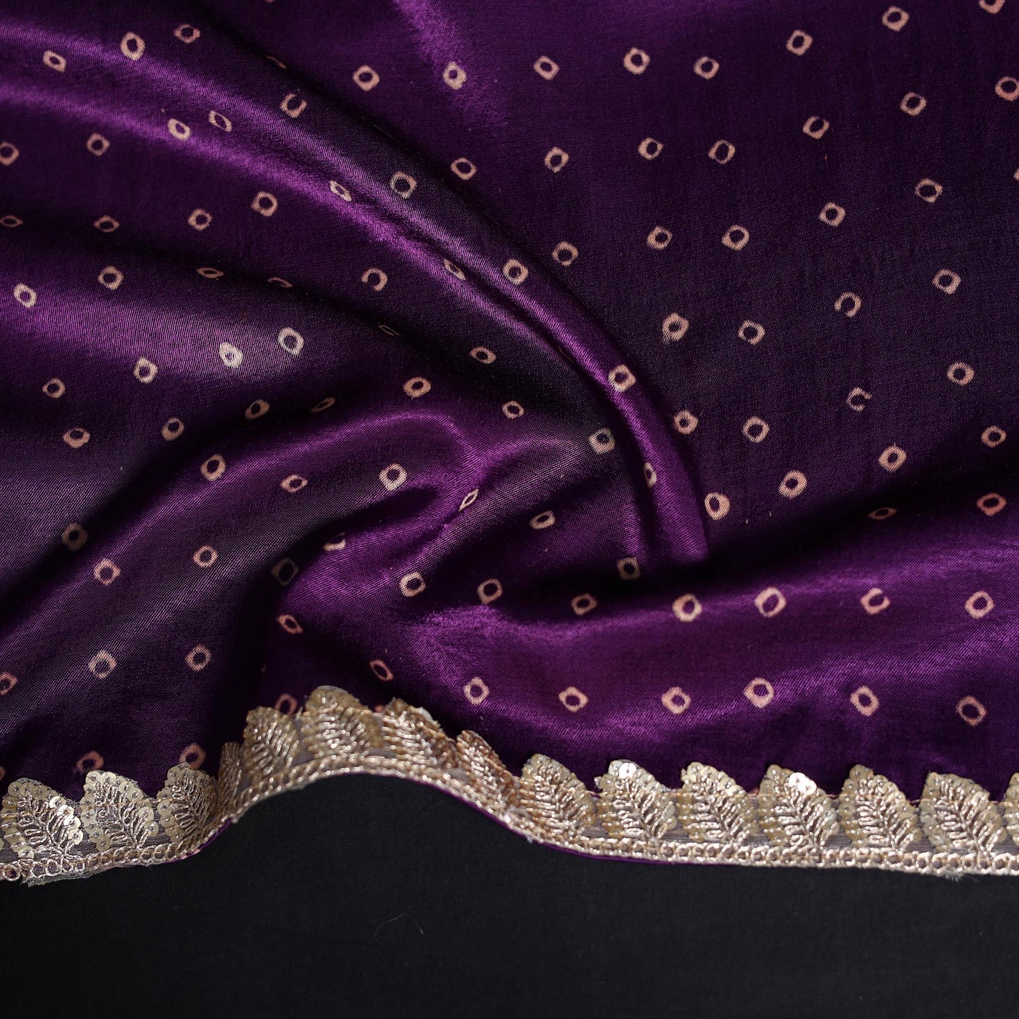 Kutch printed modal silk blouse piece with lace work 15