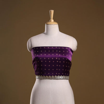 Kutch printed modal silk blouse piece with lace work 15