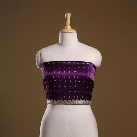 Kutch printed modal silk blouse piece with lace work 15